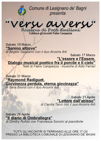 Locandina evento Versi Diversi marzo 2012